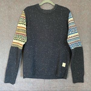 Bellfield Mens Navy Speckled Grandpacore Sweatshirt Sz Medium